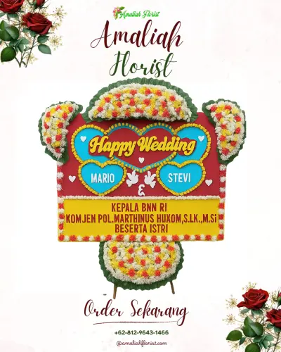 Karangan Papan Bunga Pernikahan di Tlaga